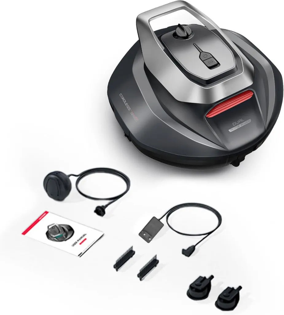 Fdit Akku-Poolsauger mit Schwimmerball für Oberirdische Pools, 5200mAh, 90 Min Laufzeit, Automatikstopp