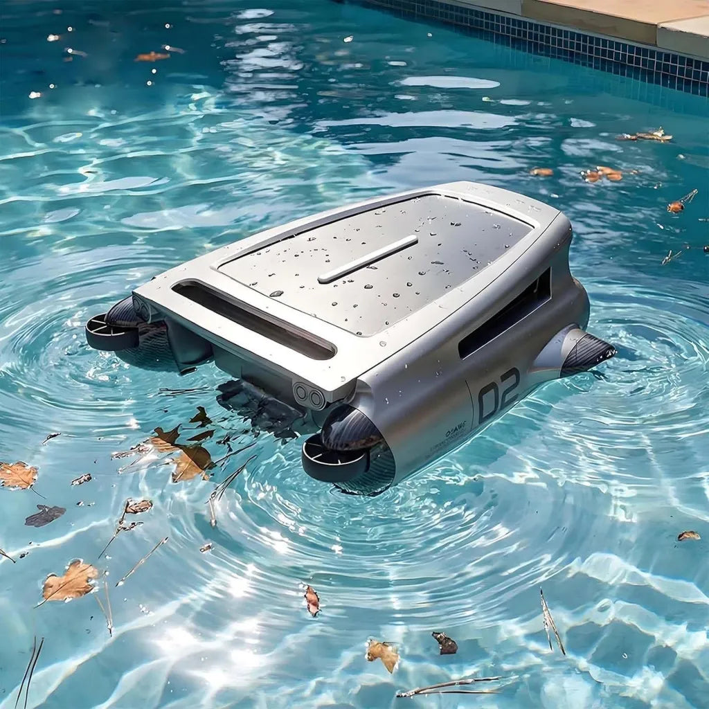 Grauer Solar-Poolskimmer für Einbau-, Spa- und Aufstellpools