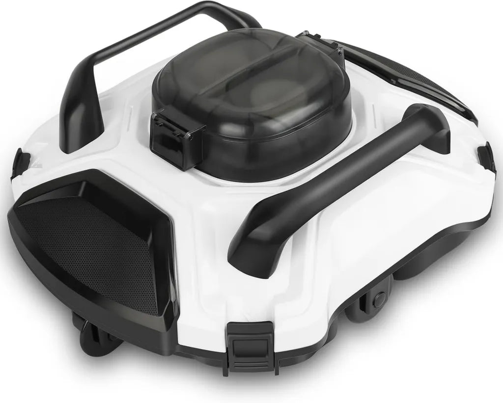 Automatischer Poolroboter mit Doppelmotor, 5000mAh Akku, 110 Minuten Laufzeit, 200µm Filter, IPX8 wasserdicht, für Flachbodenpools bis 85 m²