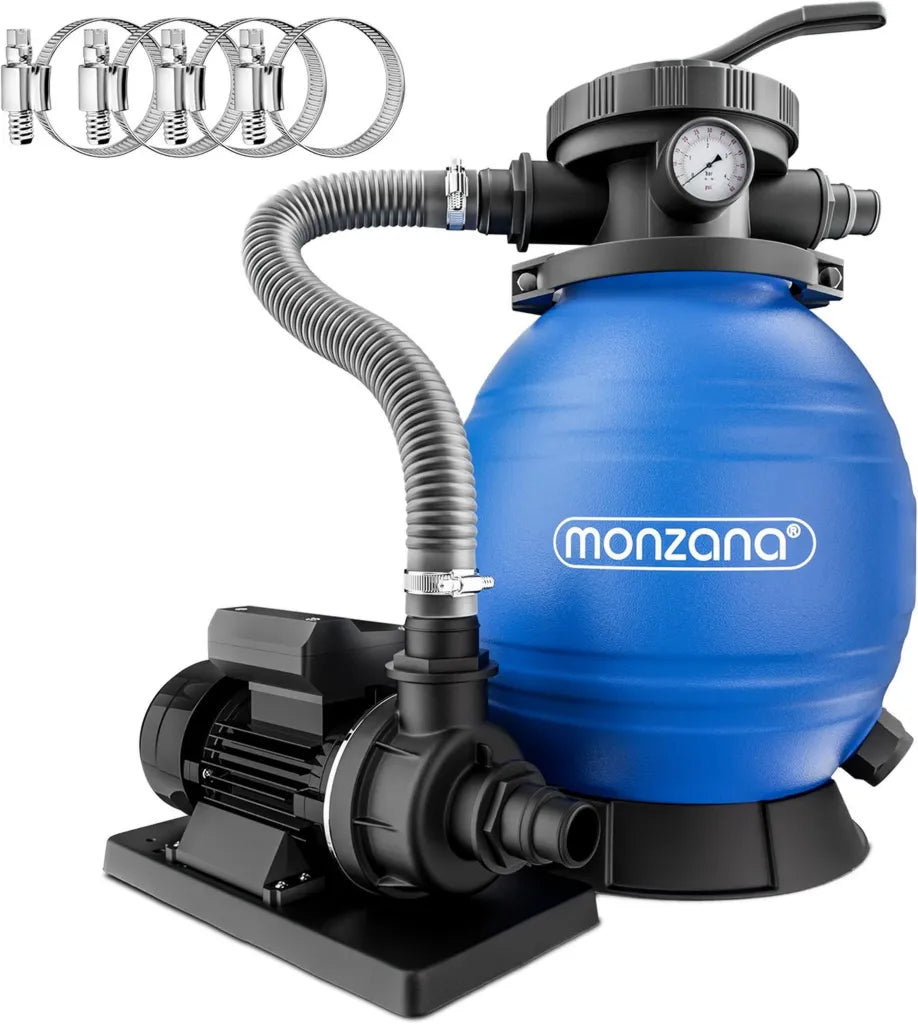 Leistungsstarke MONZANA® Sandfilteranlage für Pools bis 35.000L, 400W, 7-Wege Ventil, inkl. 2in1 Adapter