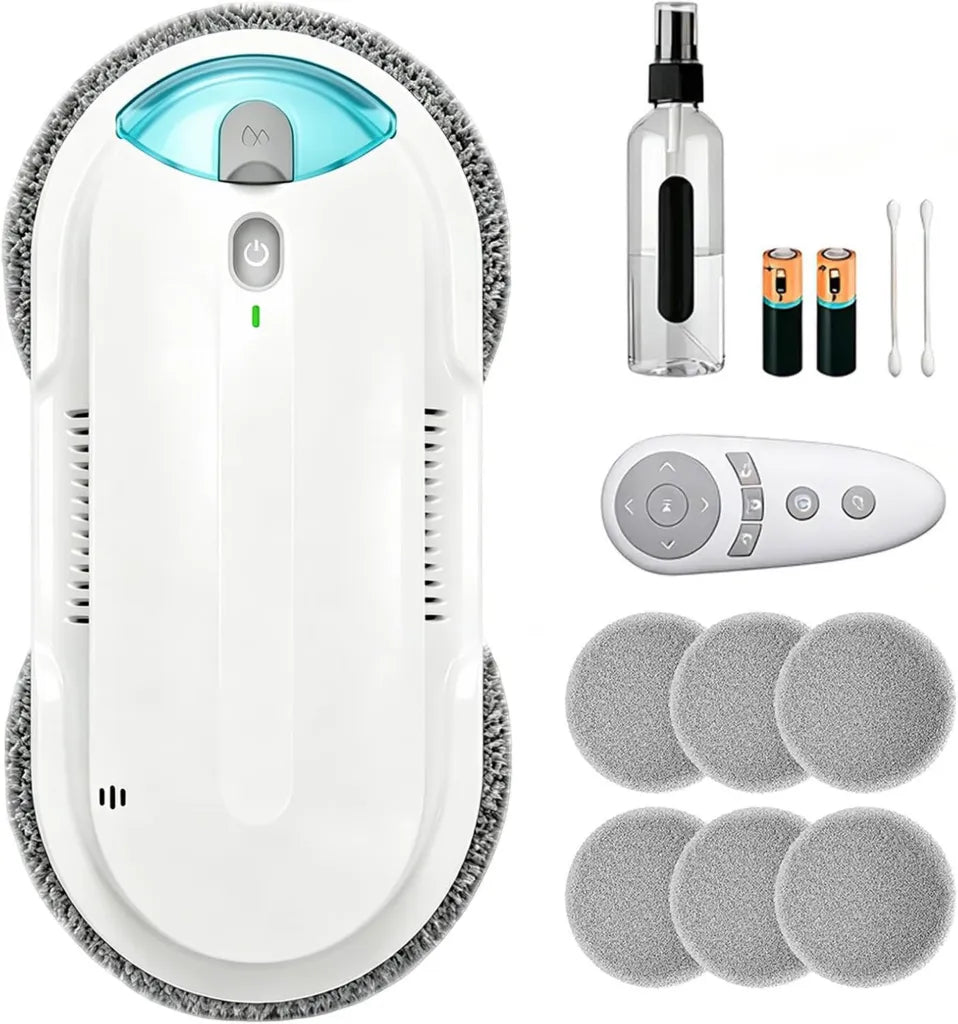 Intelligenter Fensterreinigungsroboter mit Sprühfunktion und Kantenerkennung, 95-ml-Tank, ideal für Hochhausfenster und Glastüren, Weiß