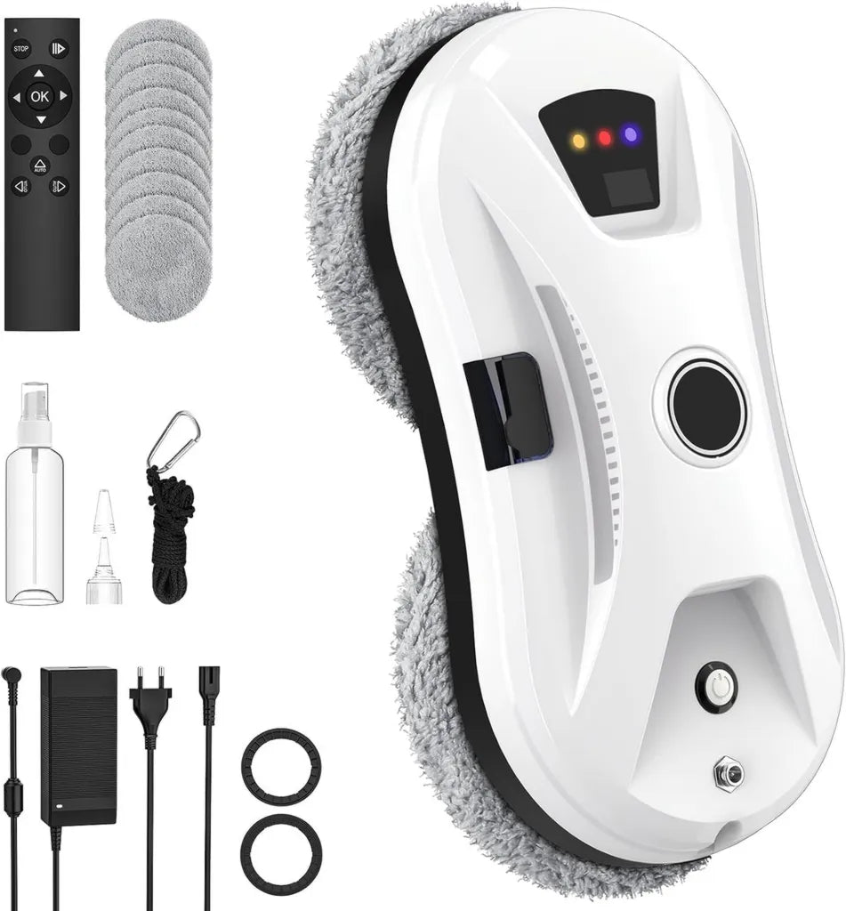 RoboClean Fensterputzroboter mit Fernbedienung, 3 Reinigungsmodi, Wassersprüher & starke Saugkraft