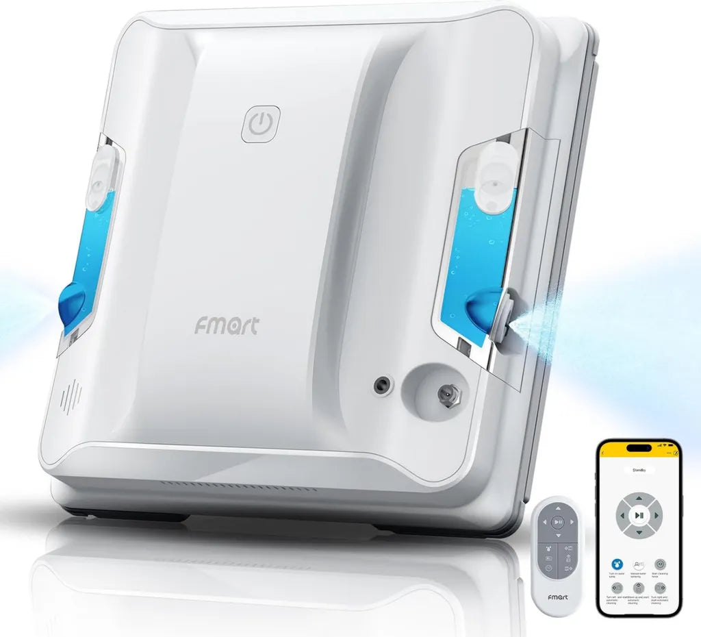 Automatischer Fensterreinigungsroboter Fmart W7 mit APP-Steuerung, 3800Pa Saugkraft, 60ml Tank, ideal für hohe Gebäude