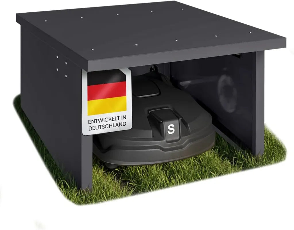 Hochwertige Mähroboter Garage aus verzinktem Metall - UV- und Wetterbeständig - Geeignet für alle gängigen Modelle