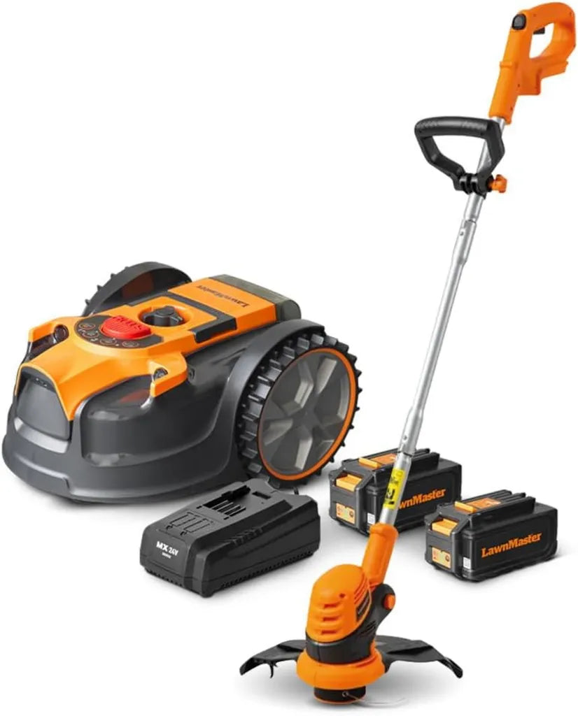 Automatischer Rasenroboter mit 24V Akku und Kantenschneider, kabellos, einfache Bedienung