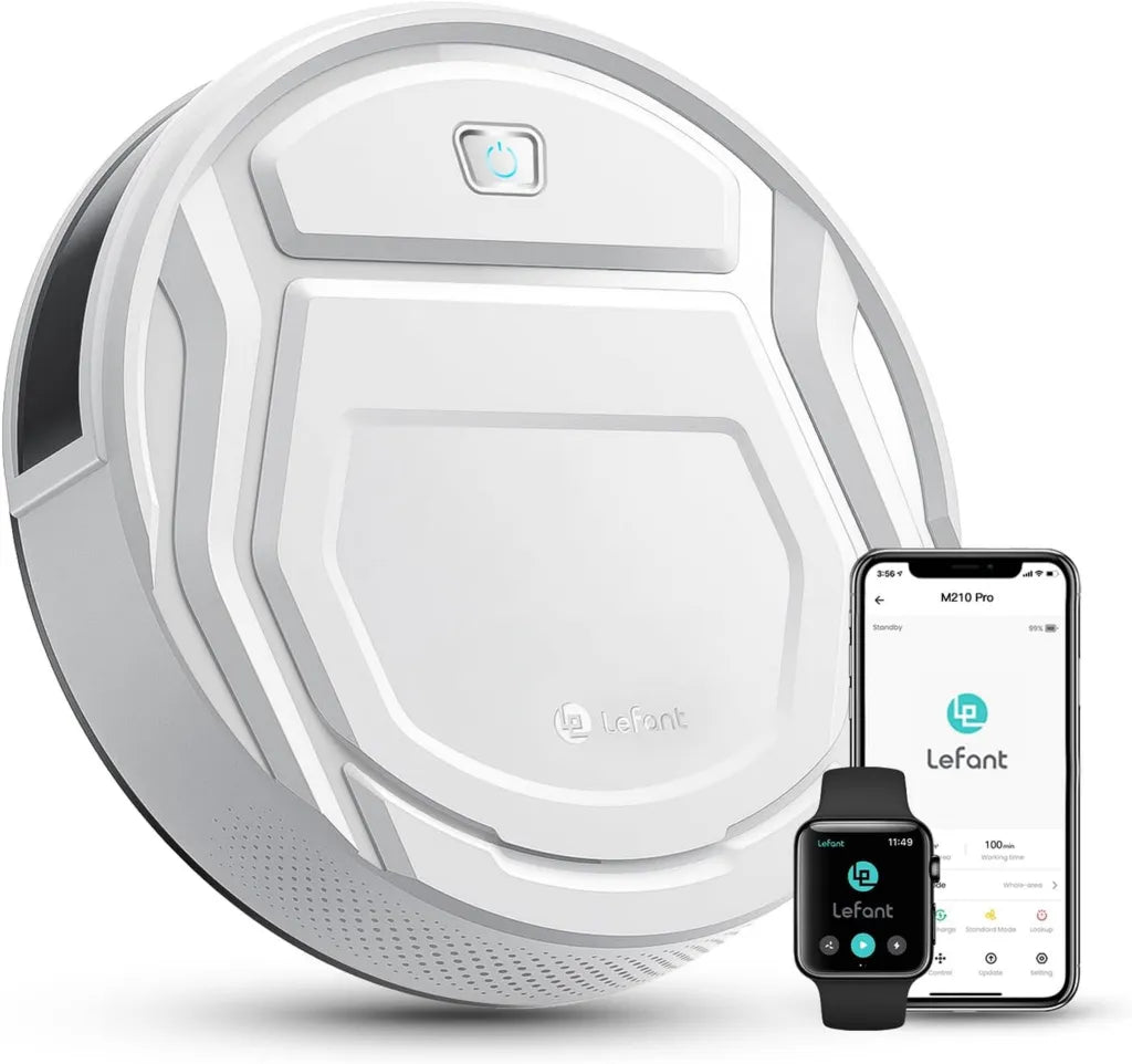 Lefant M210P Staubsaugerroboter, 2200 Pa, WLAN & Alexa Steuerung, ideal für Tierhaare und Hartböden, Weiß