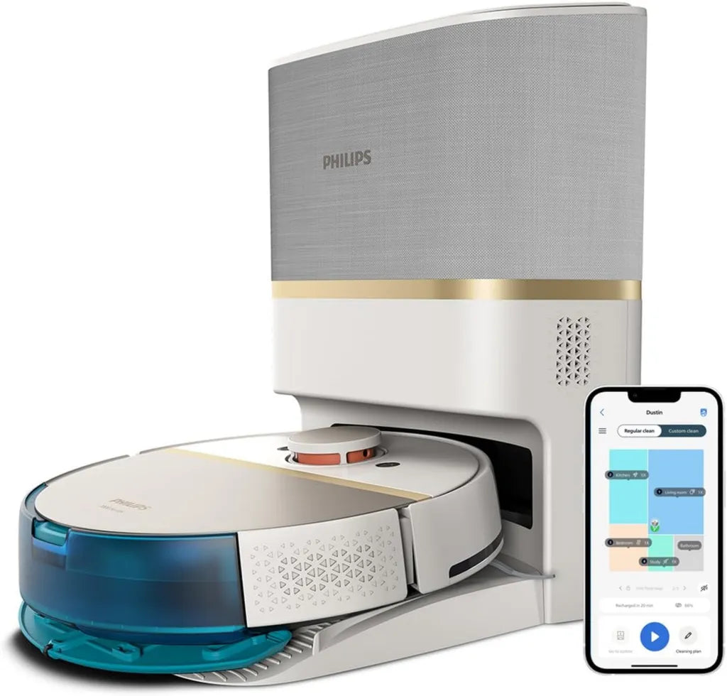 Philips Saugroboter Serie 7000 mit Wischfunktion, LiDAR-Navigation, 5000 Pa, für Tierhaare, 180 Min Laufzeit, Weiß