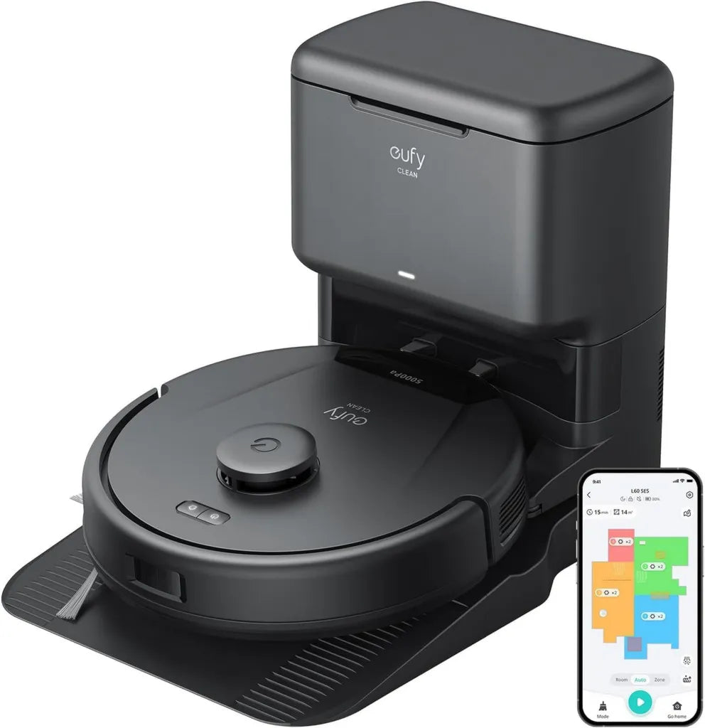 eufy L60 Saugroboter mit 5000Pa und Anti-Verwicklung, Absaugstation bis 60 Tage, intelligente iPath-Laser-Navigation