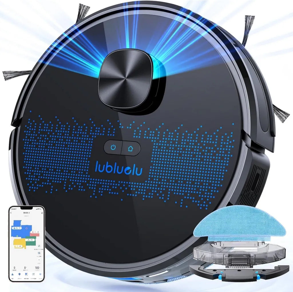 Lubluelu Staubsauger-Roboter mit Wischfunktion, 5500Pa, Lasernavigation, leise 55 dB, App-Steuerung, für Tierhaare, Teppiche und Hartböden