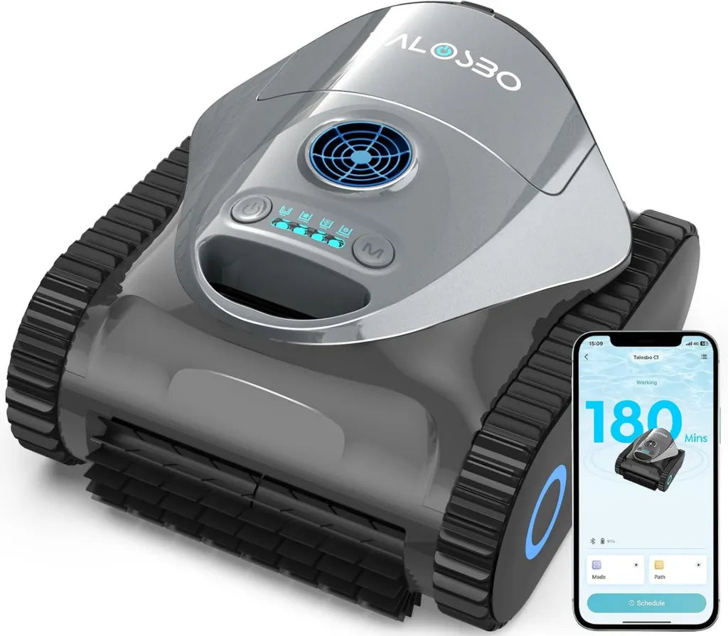 Leistungsstarker C1 Poolroboter mit kabelloser Steuerung, 180 Min. Laufzeit, für Becken bis 150 m²