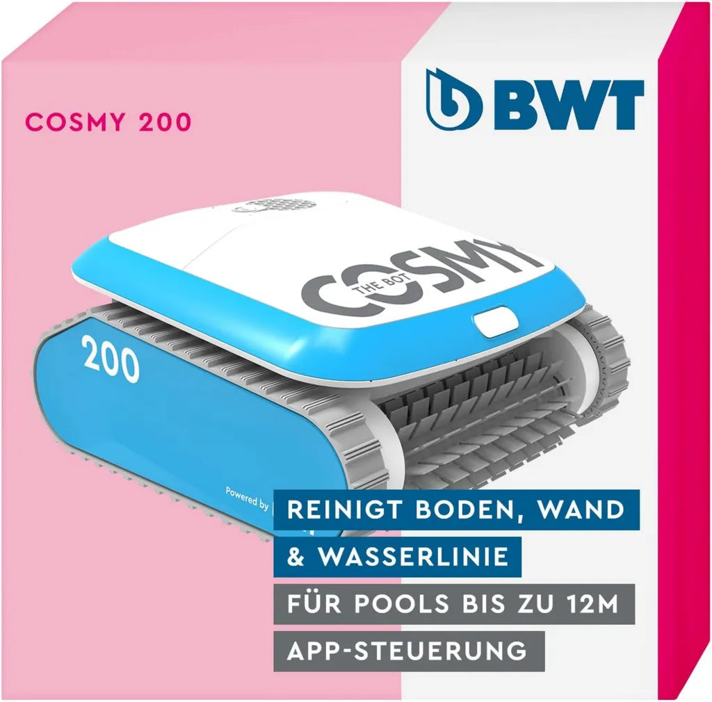 BWT Poolroboter Cosmy 200 | Leicht, Kompakt & Effizient | Reinigung für Pools bis 10 m | Boden, Wand & Wasserlinie | Vielseitige Formanpassung | App-Gesteuert