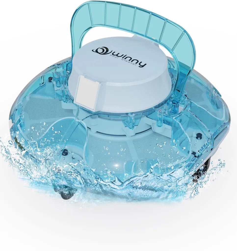 Kabelloser Poolsauger Winny 200 – Effiziente Reinigung mit Doppelfiltration und automatischem Parken, 80 Minuten Laufzeit für Pools bis 60 m², kompakt und leicht, Farbe Marine-Weiß
