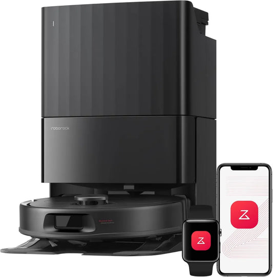 Roborock Qrevo S Pro Reinigungsroboter mit Smart-Wischsystem, 18500 Pa Saugkraft, 75 °C Heißwasser-Mopp, Anti-Tangle-Technologie, Hindernisvermeidung, Multifunktionsdock (Schwarz)