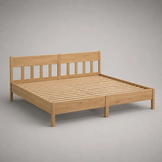 Doppelbett aus massivem Kiefernholz mit Lattenrost, Natur, 180 × 200 cm
