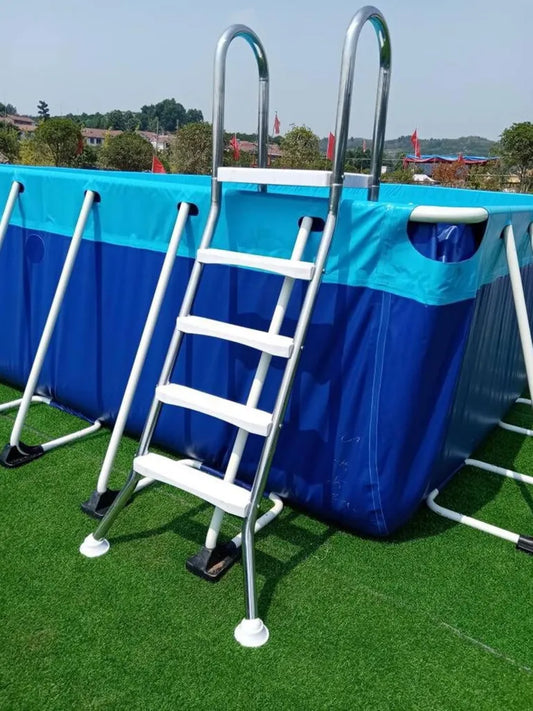 BOTOWI Hochleistungs-Sicherheitsleiter für aufstellbare Pools, Edelstahlrahmen, geeignet für 132 cm hohe Pools, 227 kg Tragfähigkeit