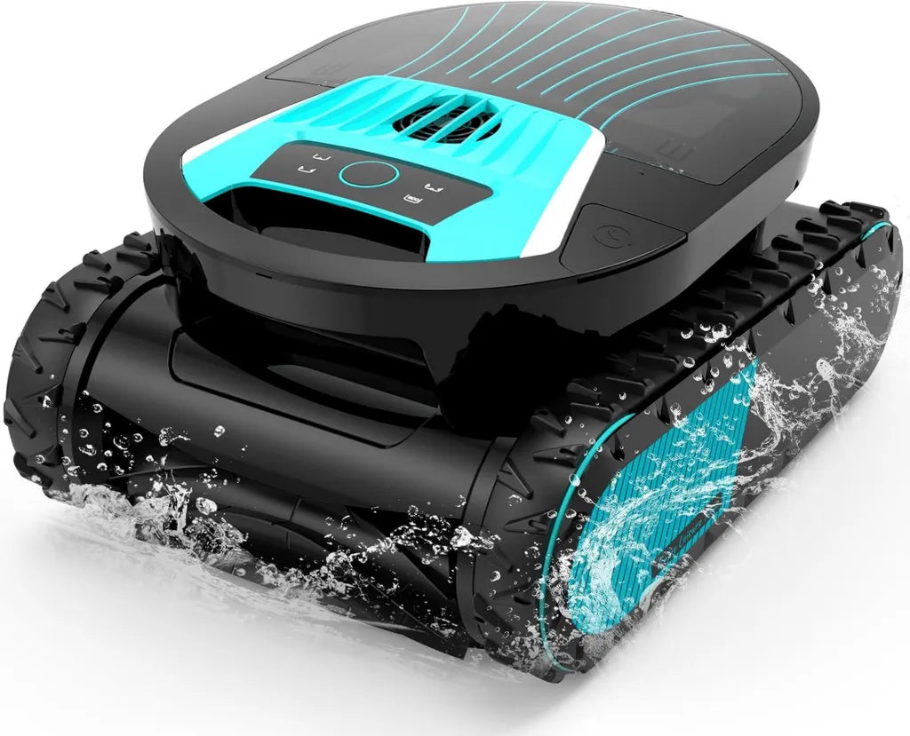 Akku-Poolroboter Pleco Pro für Wand und Bodenreinigung, 210 Min. Laufzeit, Doppel-Filtersystem, 7 Reinigungsmodi, App-gesteuert, kabellos, geeignet für Pools bis 200 m², Obsidian
