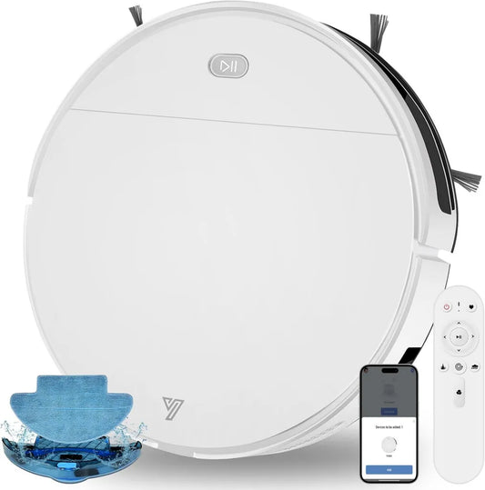 Intelligenter Saug- und Wischroboter 5500 Pa, flach 7,8 cm, App/Alexa-Steuerung, 120 Min. Laufzeit, selbstladend, ideal für Tierhaare, 2.4GHz WLAN, Weiß