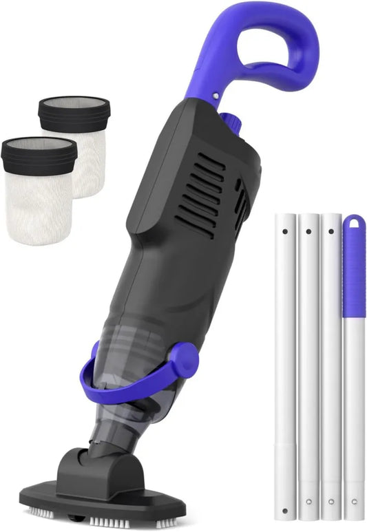 Leistungsstarker Akku-Poolstaubsauger für Aufstellpools und Whirlpools, 60W Motor, 5000mAh, 60 Min Laufzeit, kompakt, schwarz