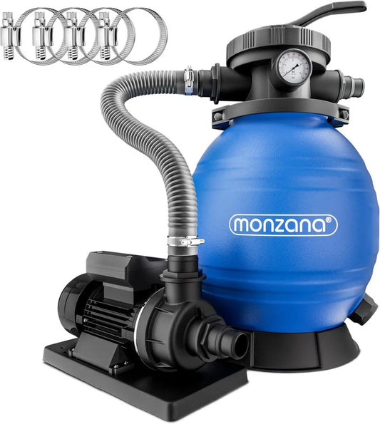 Leistungsstarke MONZANA® Sandfilteranlage für Pools bis 35.000L, 400W, 7-Wege Ventil, inkl. 2in1 Adapter