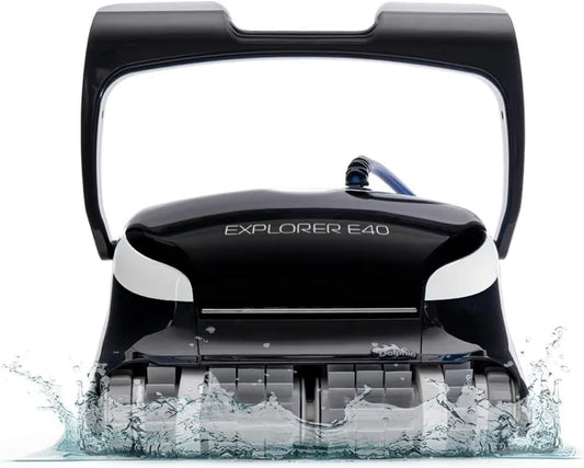 Dolphin Explorer E40 WLAN-Poolroboter, Reinigungsroboter für Schwimmbecken bis 15 m, mit Wasserlinienenbürste