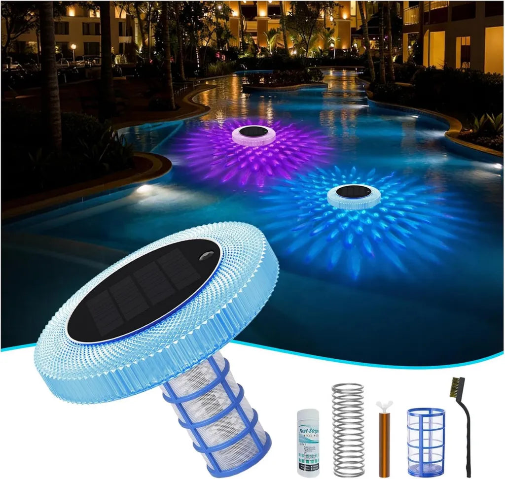 Schwimmender Solar-Pool-Ionisator mit LED-Licht, reduziert Chlor für Süß- und Salzwasser