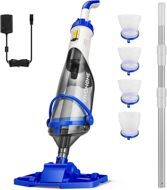 VIVOHOME Kabelloser Poolreiniger 4200LPH mit Teleskopstange und 4 Filterbeuteln, Laufzeit bis 60 Minuten, ideal für Schwimmbecken und Whirlpools