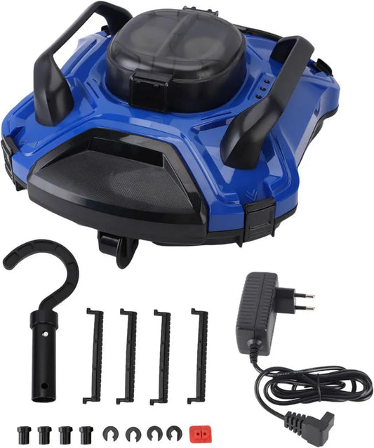 Drahtloser Poolroboter mit Automatischer Parkfunktion und Starker Saugleistung, IPX8, 5000mAh Akku, Geeignet für Flache Schwimmbecken, EU-Stecker