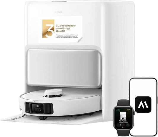 Mova P50 Pro Ultra Saugroboter mit Mopp, 19000 Pa, Selbstreinigender Heißwassermopp, LDS-Navigation, RGB AI und LED-Hindernisvermeidung, Automatische Entleerung