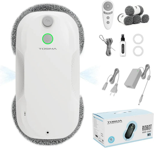 Fensterreinigungsroboter Tosima W5 mit Ultraschall-Sprühfunktion und adaptiver Saugkraft