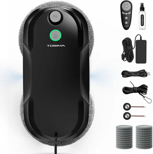 Tosima W5 Fensterputzroboter mit 6400 Pa Saugleistung und Sprühfunktion, inklusive Fernbedienung und 20-Zoll-Pad