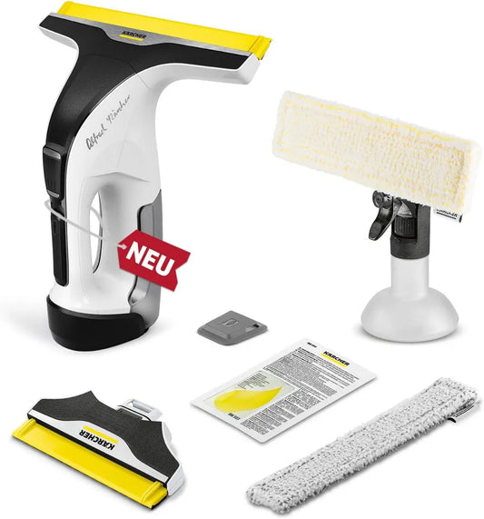 KÄRCHER Akku-Fenstersauger WV 8 Signature Line mit extra Silikonlippe, 55 min Laufzeit, 150 ml Tank, 2 Düsen, verstellbare Sprühflasche und Mikrofaserbezüge