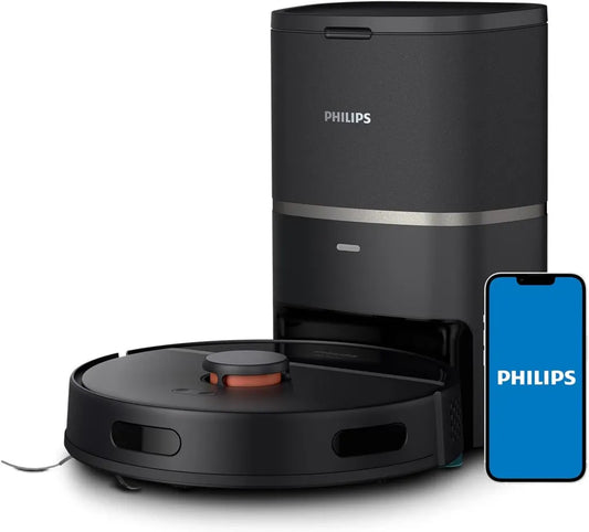 Philips Saugroboter Serie 3000 mit Wischmodus, 4000 Pa, Lasernavigation, 200 Min Laufzeit, inkl. Absaugstation, ideal für Teppiche und Tierhaare, App-Steuerung