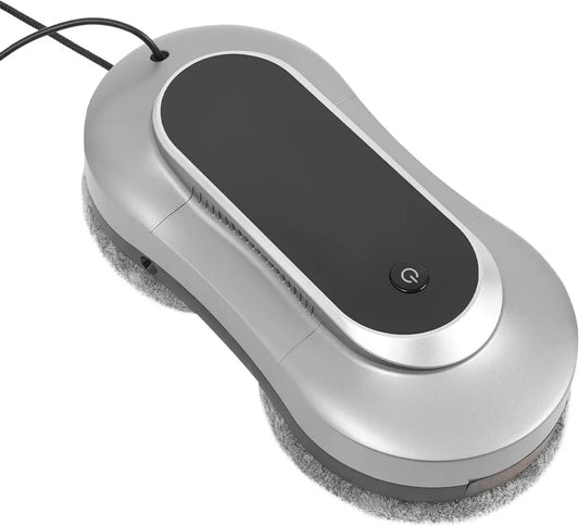 Intelligenter Fensterputzroboter mit Fernbedienung und Sicherheitsfunktion, starke Saugkraft, geeignet für glatte Flächen, inkl. 10 Reinigungstücher (Silber-Grau)