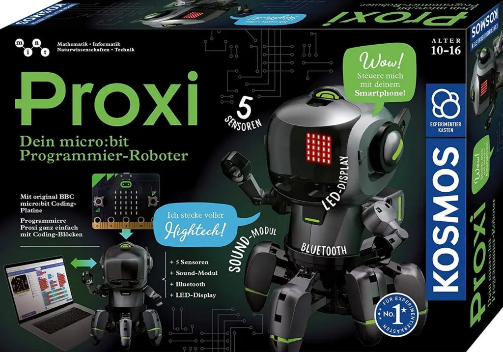 KOSMOS Proxi - Programmierbarer Mikrobit-Roboter mit Sensoren und LED-Display, für Kinder ab 10 Jahren