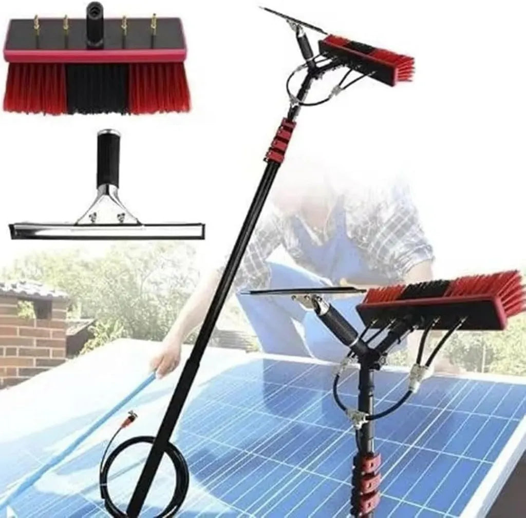 Teleskopisches Fensterreinigungsset mit verstellbarem 35 cm Bürstenkopf für mühelose Pflege von Solarmodulen und Wintergärten