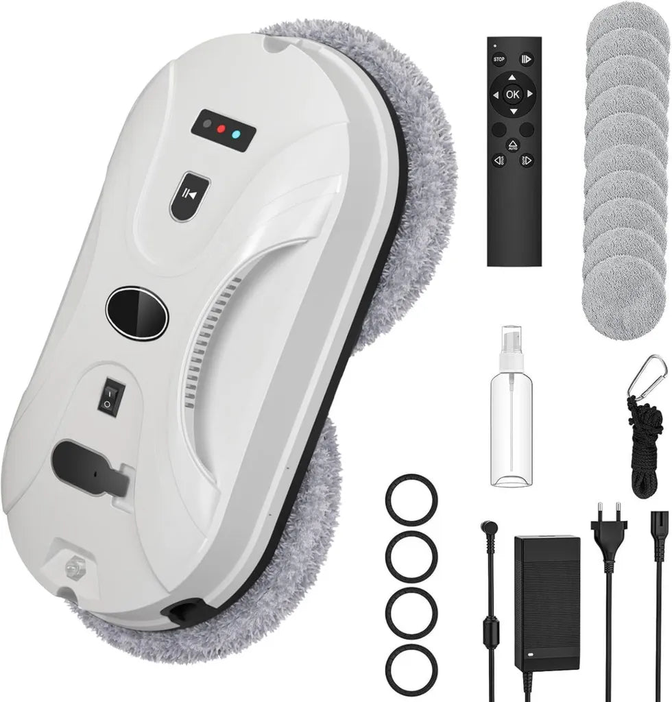 Intelligenter Fensterreinigungsroboter mit 5600 Pa, Fernsteuerung und Kantenerkennung, 3 Modi und Wassersprühfunktion