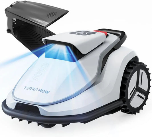 TerraMow V600 Mähroboter mit Garage, kabellos, für komplexe Gärten bis 600 m², Tri-AI-Vision, Echtzeit-Hindernisvermeidung, automatische Kartierung