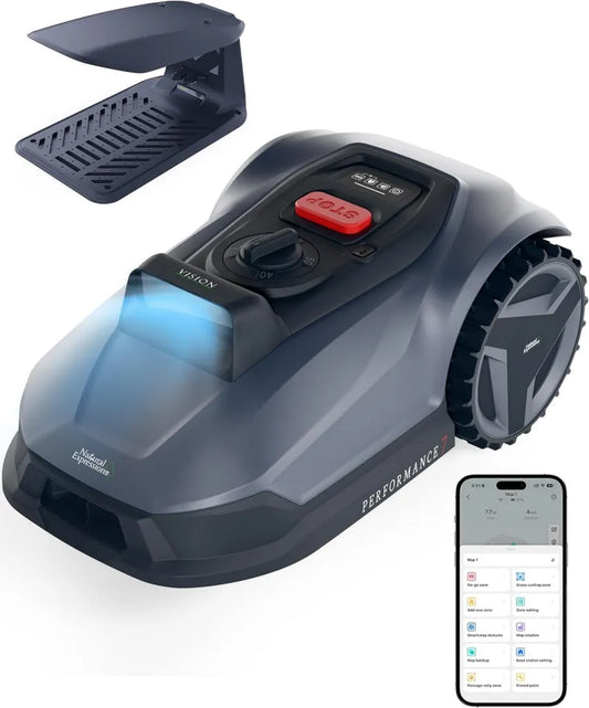 Smart Mähroboter mit Vision 3.0 KI, 500m² Abdeckung, Hindernisvermeidung und Igelschutz, inkl. Garage