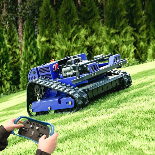 4x4 Hybrid-Rasenmähroboter mit Fernsteuerung, Benzin/Elektro, 55 cm Schnittbreite, für 45° Steigung