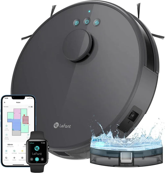 Lefant M1 Staubsaugroboter mit Wischfunktion und LiDAR Navigation, 5500Pa Saugleistung, Mehrgeschoss-Kartierung, Automatisches Aufladen, WLAN-Steuerung, Ideal für Tierhaare und alle Bodenarten