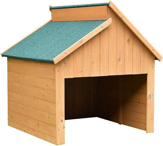 Wetterfeste Mähroboter-Garage aus Holz, 85x85x82,5 cm, Grün/Braun