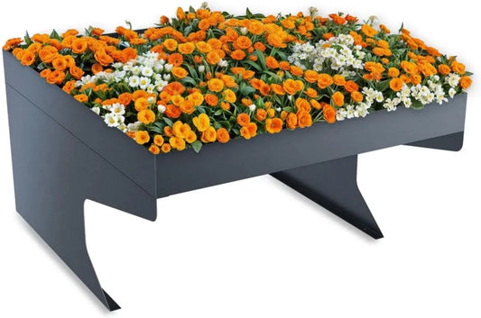 Metzler Roboter-Garage Anthrazit RAL7016 mit Pflanzkasten | Regenschutz für Mähroboter | 60x37x70 cm
