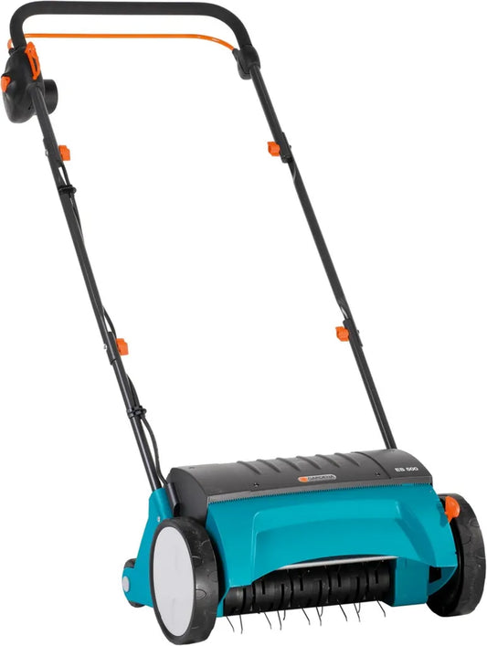 Gardena Elektro-Vertikutierer ES 500, 30 cm Arbeitsbreite, für Flächen bis 600 m², 500 W Motorleistung, einstellbare Arbeitstiefe, klappbares Gestänge, speziell profilierte Räder