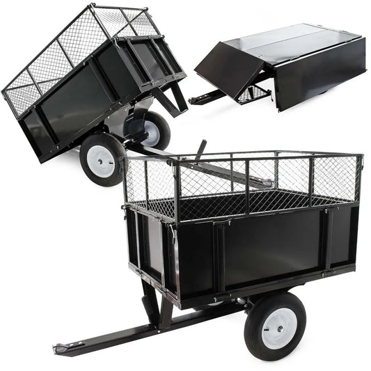 Robuster Kippanhänger 167x78x107 cm, 300 kg für Rasentraktoren, mit abnehmbaren Gitterseiten