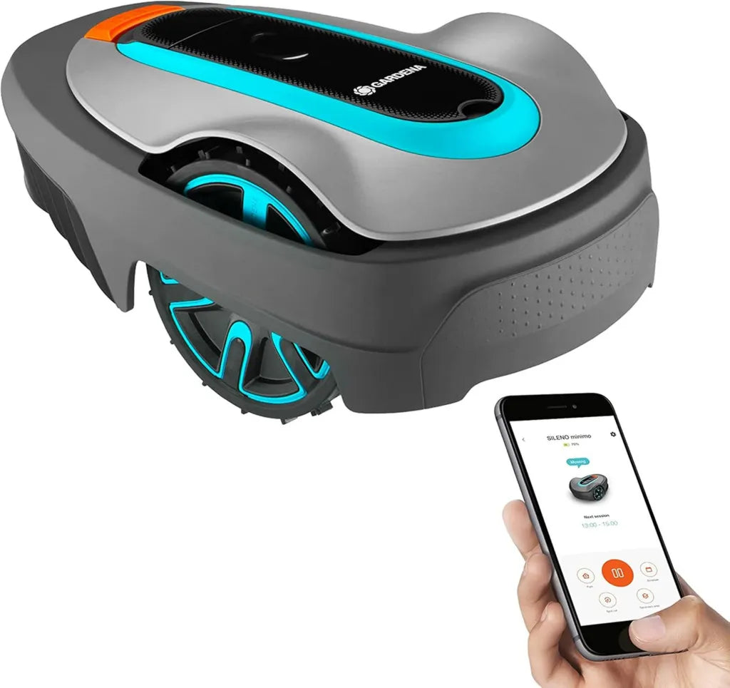 Gardena SILENO City Mähroboter für bis zu 500 m² Rasen mit Bluetooth, Einstellbare Schnitthöhe 20-50 mm, LCD-Display und Diebstahlschutz, Inklusive Begrenzungskabel