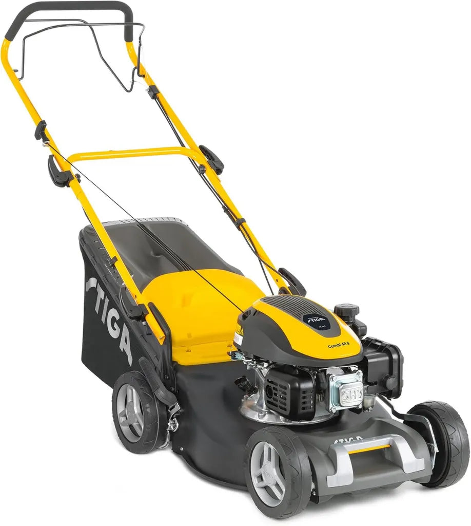 STIGA Combi 48 S – Selbstfahrender Rasenmäher, 139cc Benzin, 46cm Schnittbreite, 60L Fangsack, Inklusive Mulchkit