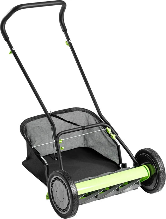 Earthwise Handrasenmäher 918-18EWG - 46 cm mit Grasfangkorb und 9 Messern, Schwarz
