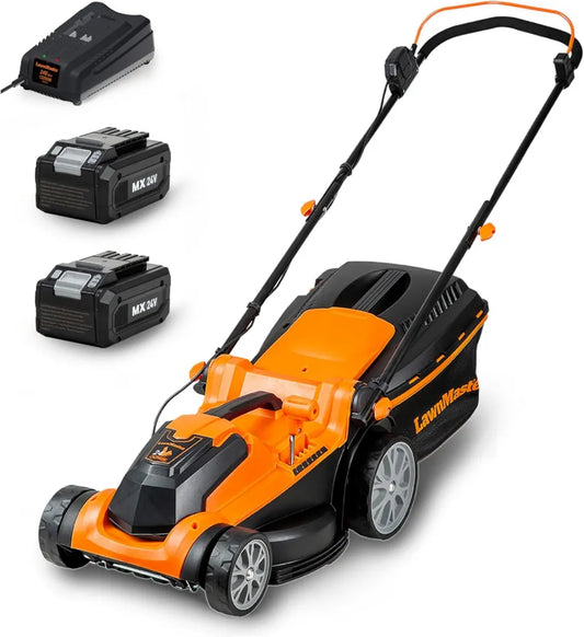 Kabelloser Rasenmäher 24V mit 2x4.0Ah Akku, 37 cm Schnittbreite, Mulchfunktion, Höhenverstellung 22-72 mm, 40L Fangkorb