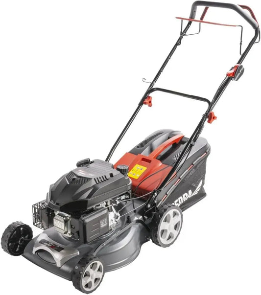 Leistungsstarker Benzin-Rasenmäher 139cc mit 43cm Schnittbreite und Radantrieb