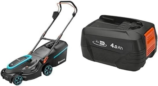 Kabelloser Rasenmäher PowerMax 37/36V mit Akku und Handschuhen XL